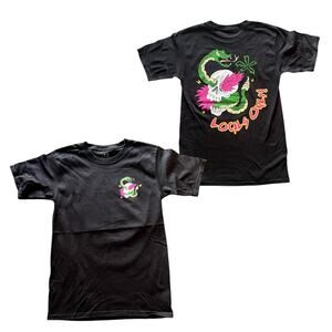 A-Lab Locals Only Psychedelic SNAKE & SKULL Graphic T-Shirt SM Men's TEE Black